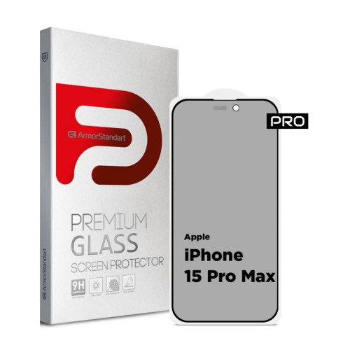 Скло захисне Armorstandart Pro Anti-spy Matte Apple iPhone 15 Pro Max Black (ARM73172) – Armorstandart