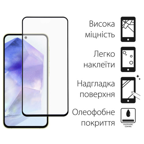 Стекло защитное Dengos Full Glue Samsung Galaxy A55 5G (black) (TGFG-345) – DENGOS (вид 1)