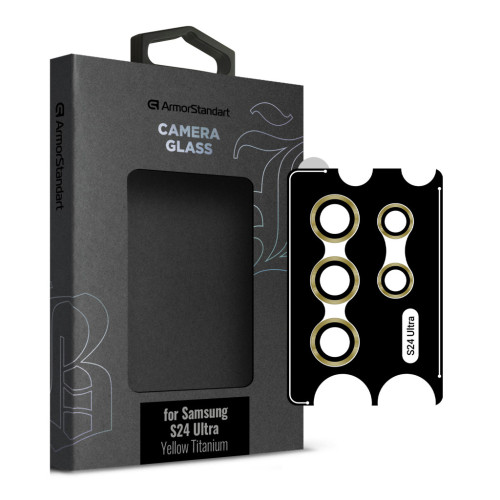 Стекло защитное Armorstandart Camera glass Supreme Black Icon Samsung S24 Ultra Yellow Titanium (ARM76604) – Armorstandart