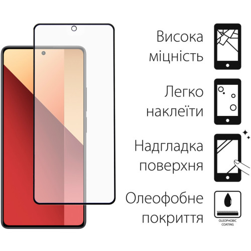 Скло захисне Dengos Xiaomi Redmi Note 13 Pro (black) (TGFG-338) – DENGOS (вид 1)