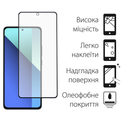 Скло захисне Dengos Full Glue Xiaomi Redmi Note 13 Pro 5G (black) (TGFG-347) – DENGOS (вид 1)