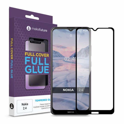 Стекло защитное MakeFuture Nokia 2.4 Full Cover Full Glue (MGF-N24) – MakeFuture