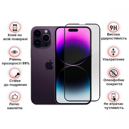 Скло захисне BeCover Apple iPhone 14 Pro Black (707968) – BeCover (вид 2)