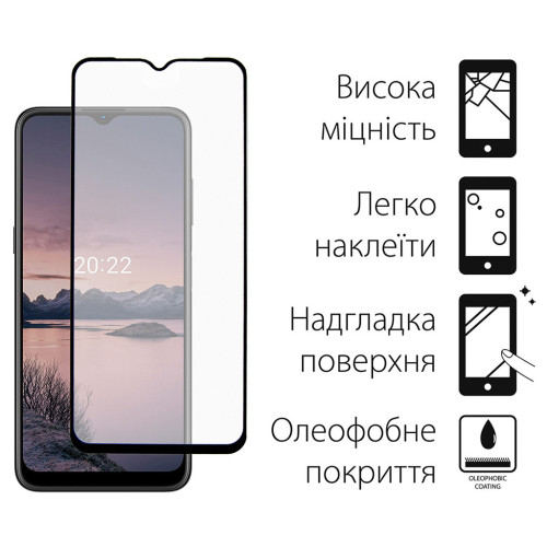 Стекло защитное Dengos Full Glue Nokia G21 black frame (TGFG-236) – DENGOS (вид 1)