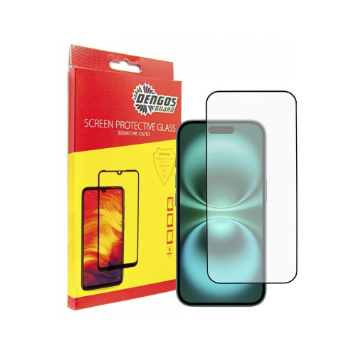 Стекло защитное Dengos Full Glue iPhone 16 (black) (TGFG-366) – DENGOS