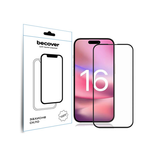 Скло захисне BeCover Apple iPhone 16 Black (712122) – BeCover