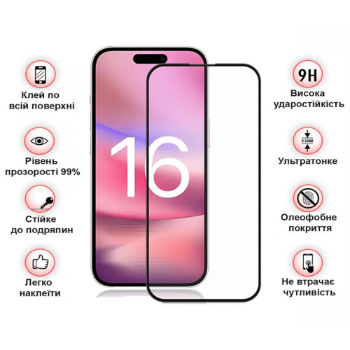 Скло захисне BeCover Apple iPhone 16 Black (712122) – BeCover (вид 2)
