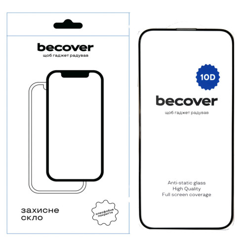 Скло захисне BeCover Apple iPhone 16 Plus 10D Black (712322) – BeCover