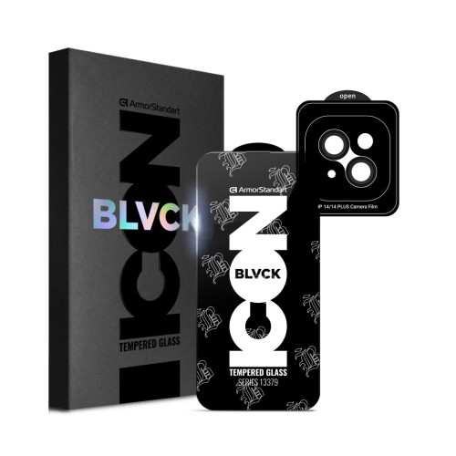Скло захисне Armorstandart Supreme Plus Black Icon Apple iPhone 14 Plus (ARM68069) – Armorstandart