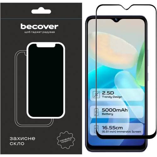Скло захисне BeCover Vivo Y02/Y02A Black (709275) – BeCover