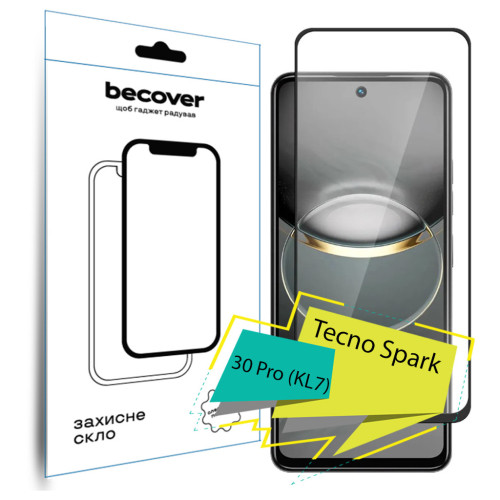 Скло захисне BeCover Tecno Spark 30 Pro (KL7) Black (713080) – BeCover