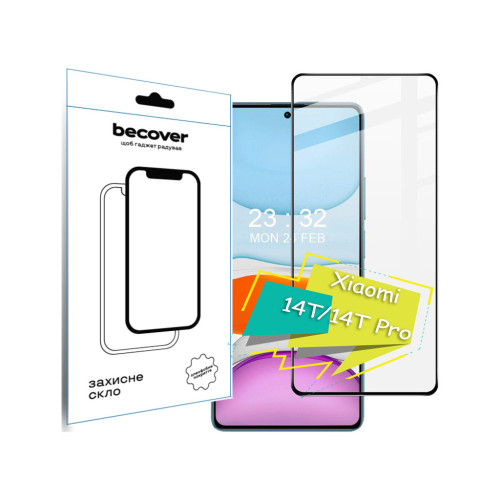 Скло захисне BeCover Xiaomi 14T/14T Pro Black (713322) – BeCover