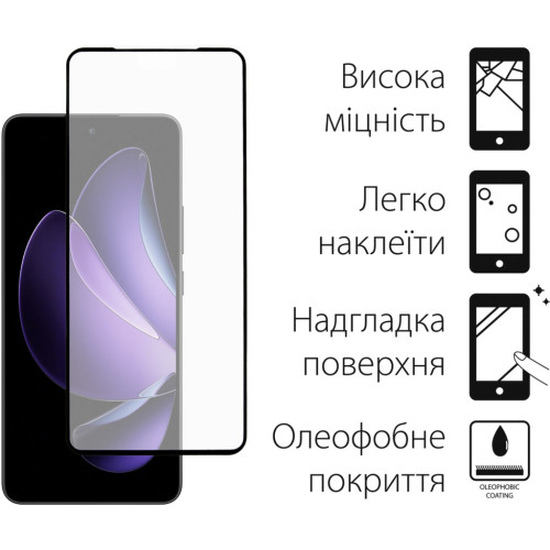 Скло захисне Dengos Full Glue OPPO Reno13 F 4G (black) (TGFG-395) – DENGOS (вид 1)