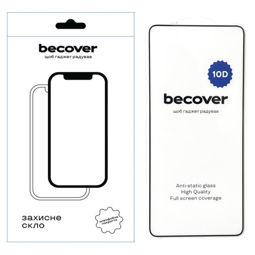 Скло захисне BeCover Poco F7 Pro 10D Black (713433) – BeCover