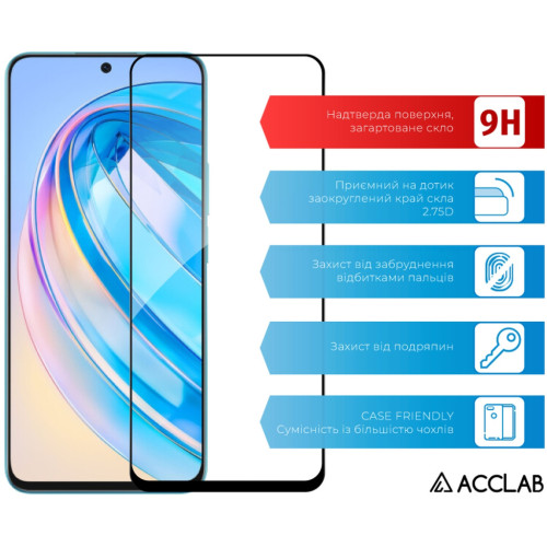 Стекло защитное ACCLAB Full Glue Honor X8A Black (1283126591204) – ACCLAB (вид 2)