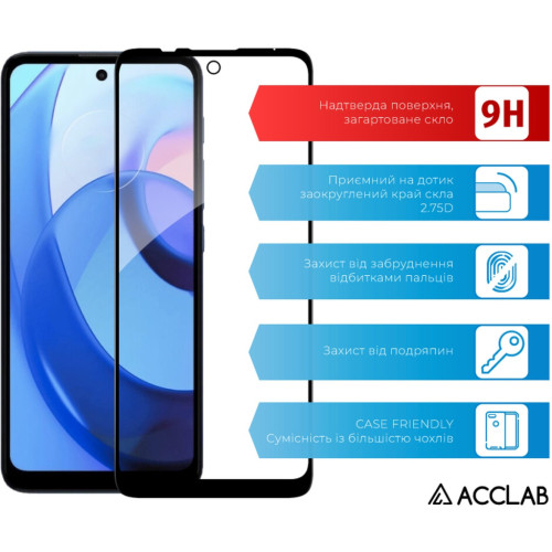 Скло захисне ACCLAB Full Glue MOTO E30/E40 Black (1283126545788) – ACCLAB (вид 2)