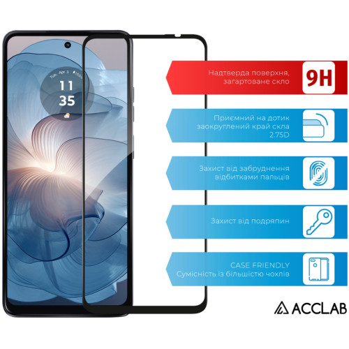 Скло захисне ACCLAB Full Glue MOTO G24 Power Black (1283126591778) – ACCLAB (вид 2)