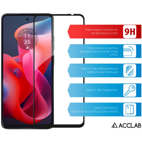 Скло захисне ACCLAB Full Glue MOTO G24/G34 Black (1283126590016) – ACCLAB (вид 2)
