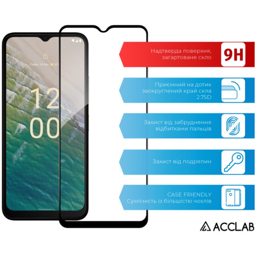 Стекло защитное ACCLAB Full Glue Nokia C32 Black (1283126582219) – ACCLAB (вид 2)