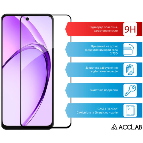 Скло захисне ACCLAB Full Glue Oppo A3 5G Black (1283126598876) – ACCLAB (вид 2)