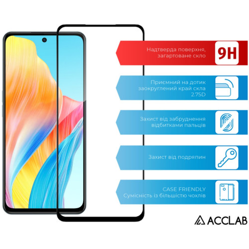 Стекло защитное ACCLAB Full Glue Oppo A98 Black (1283126583520) – ACCLAB (вид 2)