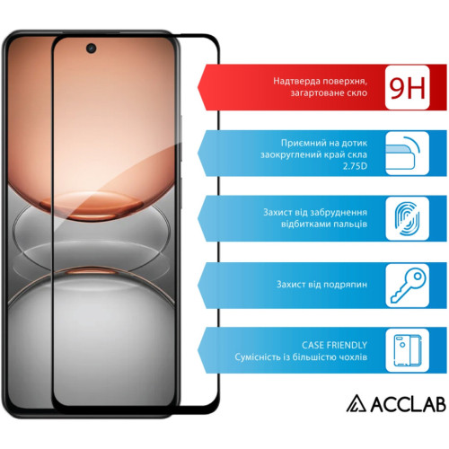 Скло захисне ACCLAB Full Glue Realme C75 Black (1283126608148) – ACCLAB (вид 2)