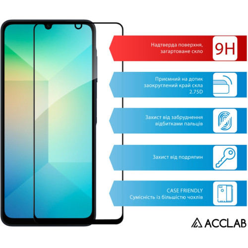 Скло захисне ACCLAB Full Glue Samsung A06 Black (1283126598814) – ACCLAB (вид 2)