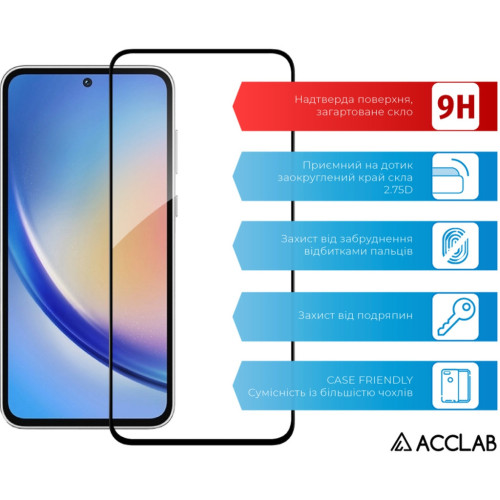Скло захисне ACCLAB Full Glue Samsung A35 Black (1283126588778) – ACCLAB (вид 2)