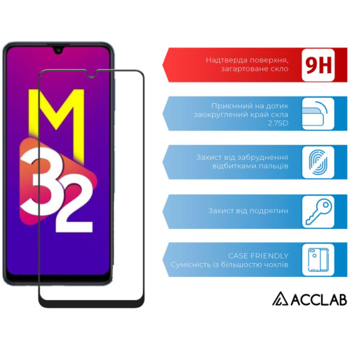 Скло захисне ACCLAB Full Glue Samsung M32 Black (1283126513787) – ACCLAB (вид 2)