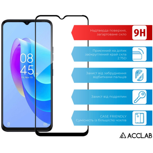Скло захисне ACCLAB Full Glue Tecno Spark 9 Pro Black (1283126547300) – ACCLAB (вид 2)