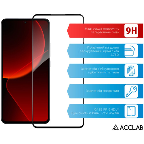 Скло захисне ACCLAB Full Glue Xiaomi 13T Black (1283126582523) – ACCLAB (вид 2)