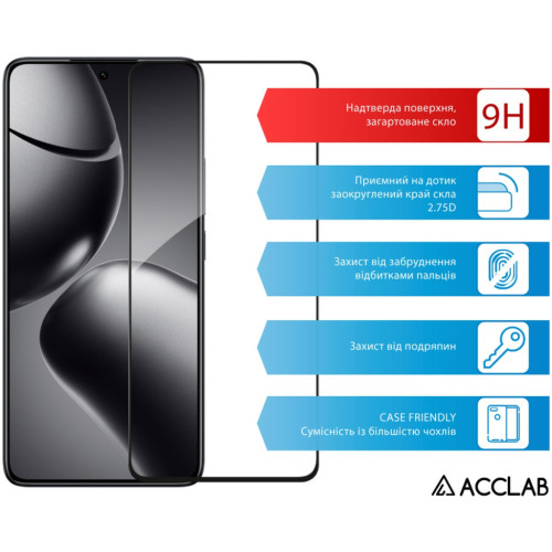 Скло захисне ACCLAB Full Glue Xiaomi 14T Black (1283126603402) – ACCLAB (вид 2)