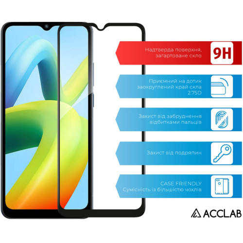 Скло захисне ACCLAB Full Glue Xiaomi Poco C50 Black (1283126589713) – ACCLAB (вид 2)