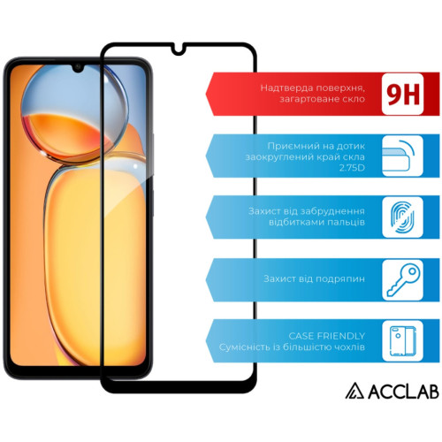 Скло захисне ACCLAB Full Glue Xiaomi Redmi 13C Black (1283126583209) – ACCLAB (вид 2)