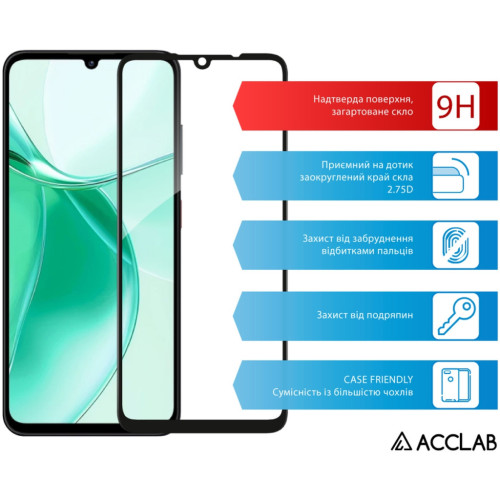 Скло захисне ACCLAB Full Glue ZTE Blade A35 Black (1283126598845) – ACCLAB (вид 2)