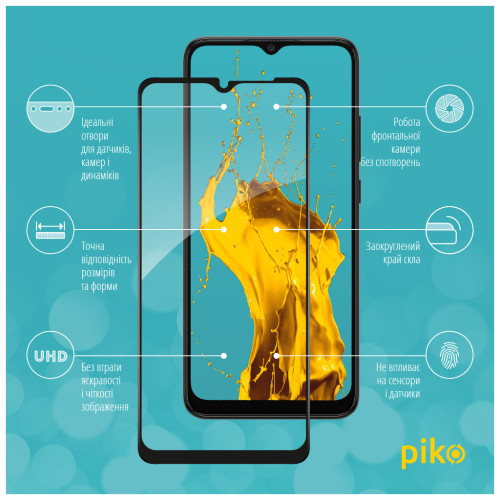 Стекло защитное Piko Full Glue Samsung A03 Black (1283126521645) – Piko (вид 1)