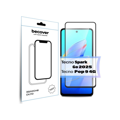 Скло захисне BeCover Tecno Spark Go 2025/ Pop 9 4G (KL4h) Black (713682) – BeCover
