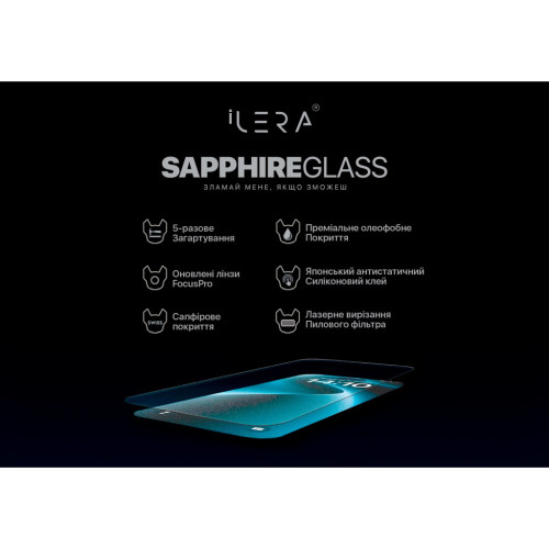 Скло захисне iLera Sapphire Ultra + Glass iPhone 16 Pro (ILSPDL16PR) – iLera (вид 2)