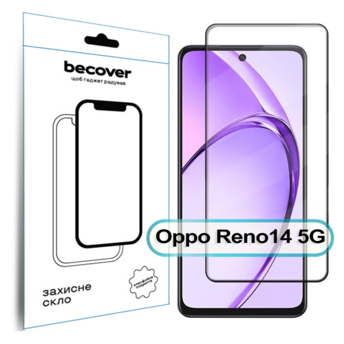 Скло захисне BeCover Oppo Reno14 5G Black (713933) – BeCover
