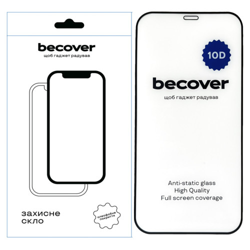 Скло захисне BeCover Apple iPhone 12 Pro 10D Black (711512) – BeCover