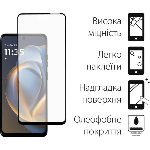 Стекло защитное Dengos Full Glue Motorola G05 (black) (TGFG-396) – DENGOS (вид 1)