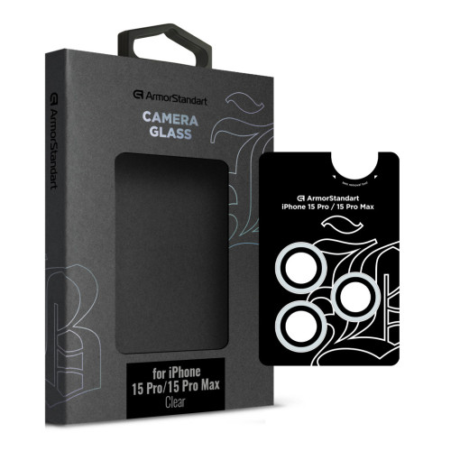 Стекло защитное Armorstandart Camera glass Supreme Black Icon iPhone 15 Pro/15 Pro Max Clear (ARM76600) – Armorstandart