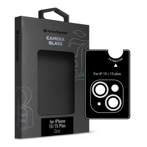 Стекло защитное Armorstandart Camera glass Supreme Black Icon iPhone 15/15 Plus Clear (ARM76599) – Armorstandart