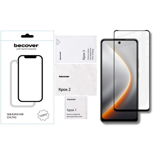 Стекло защитное BeCover Tecno POVA 7 Neo (LJ6) Black (714920) – BeCover (вид 1)
