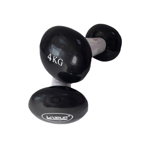 Гантельный набор LiveUp Vinyl Dumbbell Egg Head вінілові чорні 2х4кг LS2001-4 (6951376138313) – LiveUp