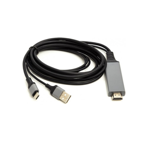 Кабель мультимедийный HDMI (M) to USB (AM) / Type-C (M) 1.0m PowerPlant (CA912025) – PowerPlant