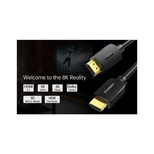 Кабель мультимедийный HDMI to HDMI 2.0m V.2.1 8K 60Hz HDR10 HLG 48Gbps YUV 444 Choetech (XHH-TP20) – Choetech (вид 3)