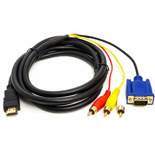 Кабель мультимедійний HDMI to VGA / 3*RCA 1.0m 1080p PowerPlant (CA912018) – PowerPlant