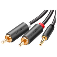 Кабель мультимедийный AUX 3.5mm TRS to RCAx2 M/M 3.0m AV102 Black Ugreen (10512)