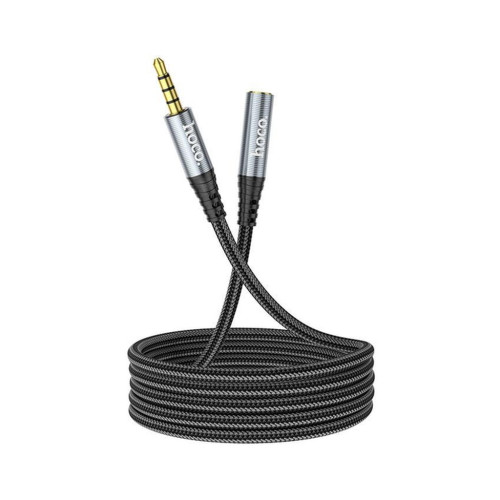 Кабель мультимедійний 3.5mm M to 3.5mm F 1.0m Gray HOCO (6931474762153) – HOCO